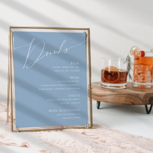 Poster Script Whimsical | Menu Dusty Blue Wedding Beinks (Criador carregado)