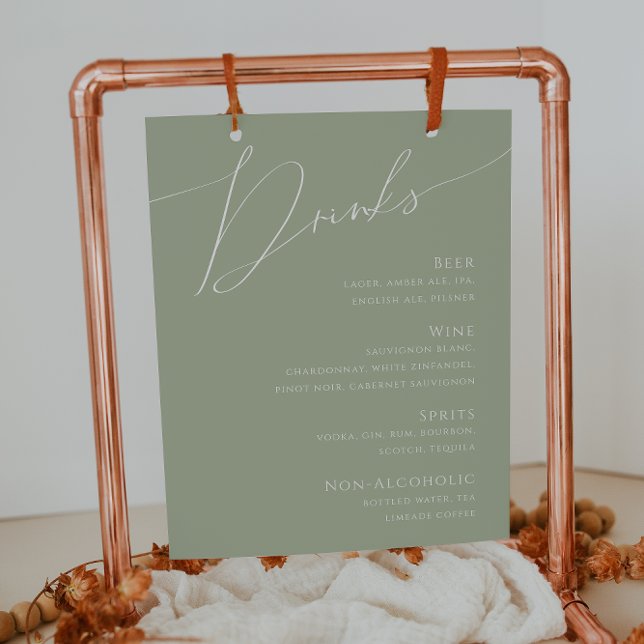 Poster Script Whimsical | Menu Sage Green Wedding Beinks (Criador carregado)