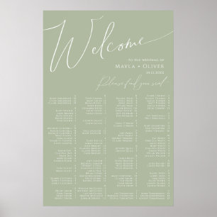 Poster Script Whimsical Sage Green Alfabetization