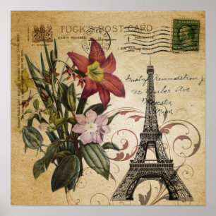 Poster scripts de colheita modernos lily Paris Eiffel Tow