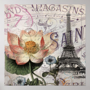 Poster scripts (torre de eiffel) botânico francês lotus p
