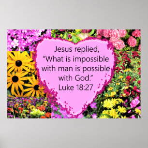 Poster SCRIPTURE bonito FLORAL LUKE 18:27