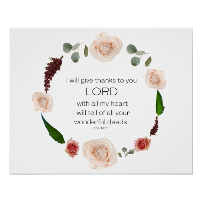 Póster Scripture, Psalm 9, All Your Wonderful Deeds LORD (Frente)