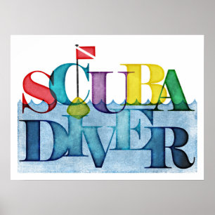 Poster Scuba Diver Scuba Merging Colorful