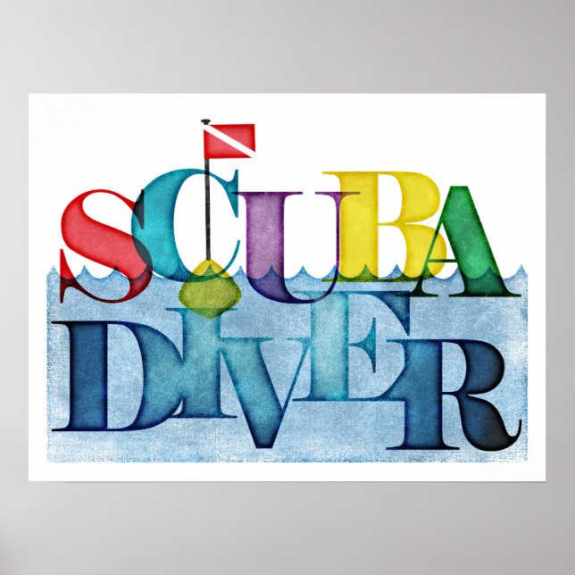 Poster Scuba Diver Scuba Merging Colorful (Frente)