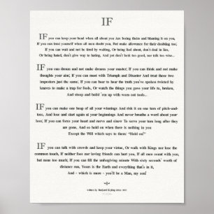 Poster SE citações por Rudyard Kipling 1895 no linho
