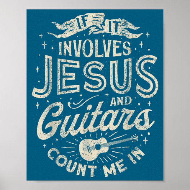Poster Se Envolve Jesus E Guitarras Guitarrista Christi (Frente)