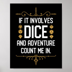 Poster Se Envolver Dice Count Me Em Tabletop RPG Engraçad