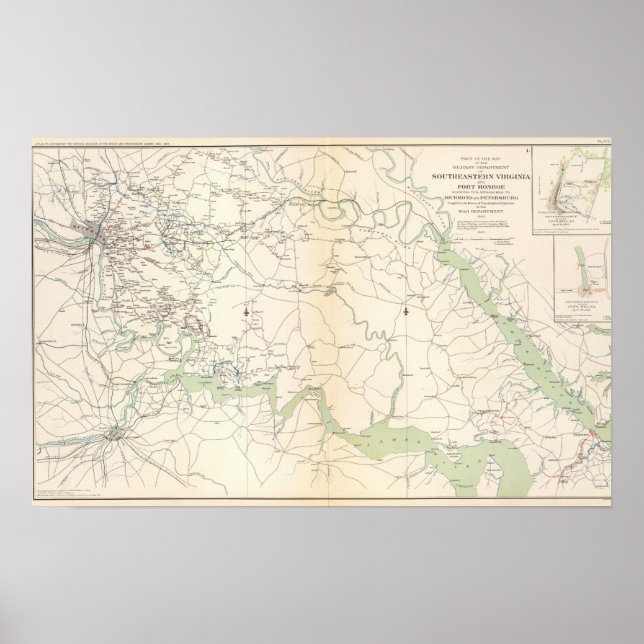 Póster SE Virginia, Ft Monroe se aproxima de Richmond (Frente)