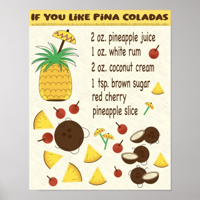Poster Se Você Gosta de design de receitas Pina Coladas (Frente)
