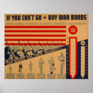 Póster Se Você Não Pode Ir Comprar War Bonds 1942 WPA Pos