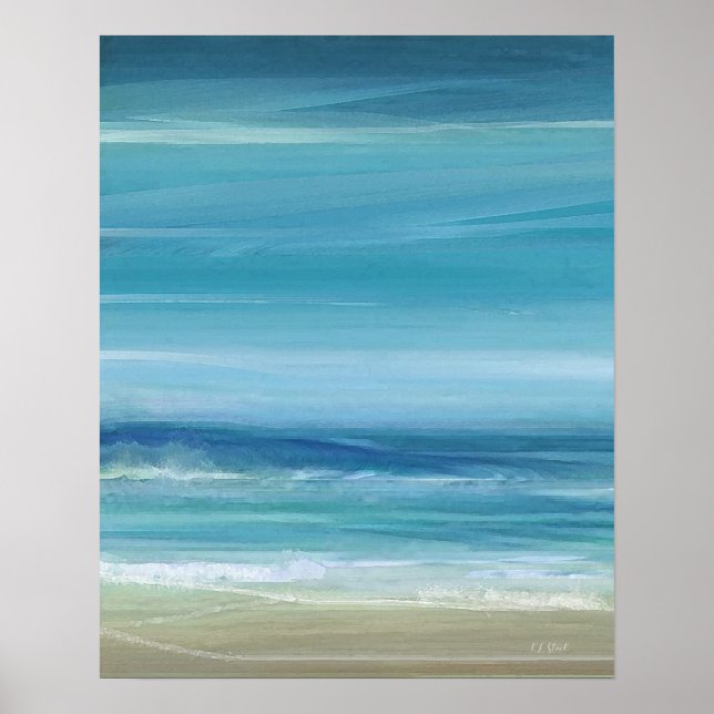 Poster Sea Blue Beach | Abstrato de Ondas Oceânicas (Frente)