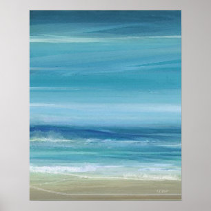 Poster Sea Blue Beach Ocean Waves Abstract Watercolor