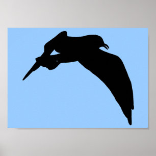Poster Sea Gull Silhouette a preto a deslizar pelo céu