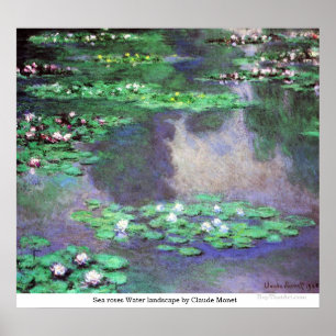 Póster Sea roses Water landscape by Claude Monet