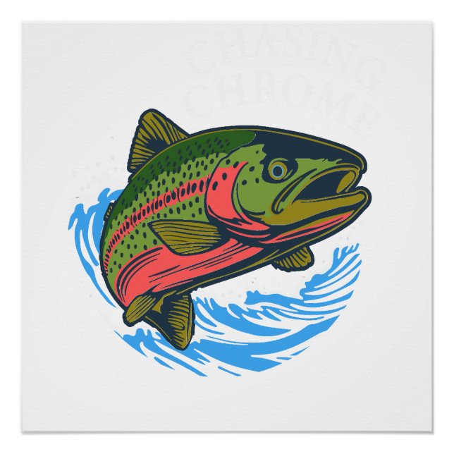 Póster Sea Run Cutthroat Chasing Chrome Trout (Frente)