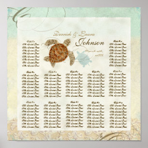 Póster Sea Turtle Modern Coaster Ocean Beach Swirls Estil