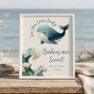 Poster Sea You Soon bebês são doces Baby Shower marfim