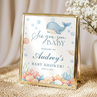 Poster Sea You Soon Coastal Ocean Baby Shower Welcome