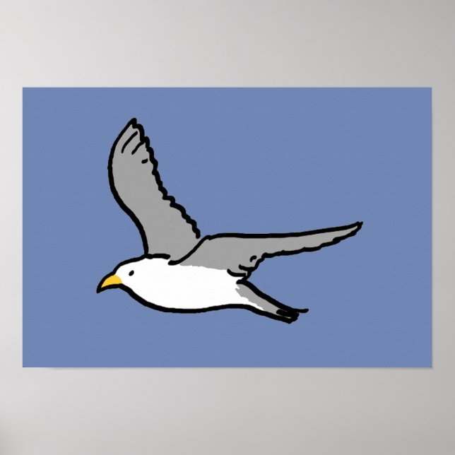 Poster Seagull voador. Um pássaro em voo (Frente)