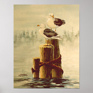 Póster SEAGULLS & PILINGS 2 por SHARON SHARPE