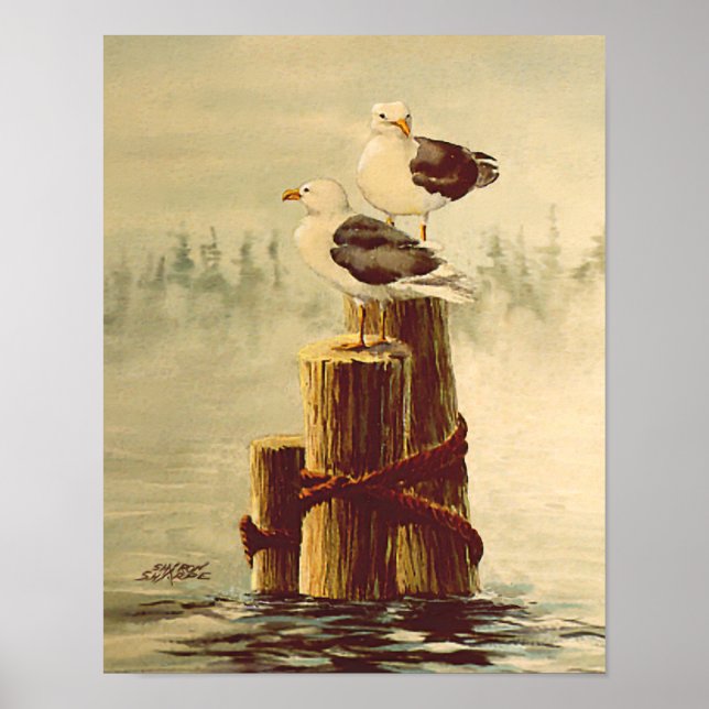 Póster SEAGULLS & PILINGS 2 por SHARON SHARPE (Frente)