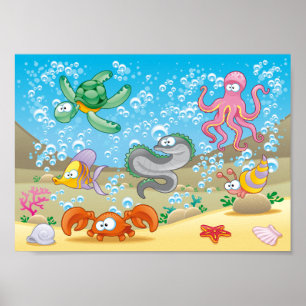 Poster Sealife 11" x 8,5", papel de pôster de valor (acab
