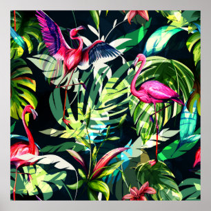 Poster Seamless background floral pattern. Tropical leave