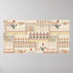 Poster Seamless beautiful mughal floral with ethnic paisl
