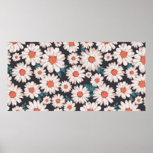 Poster seamless blossom flower, daisy print pattern backg