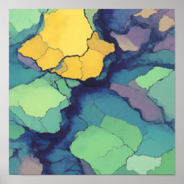 Poster Seamless Bright Mineral Tiling with Metallic Lines