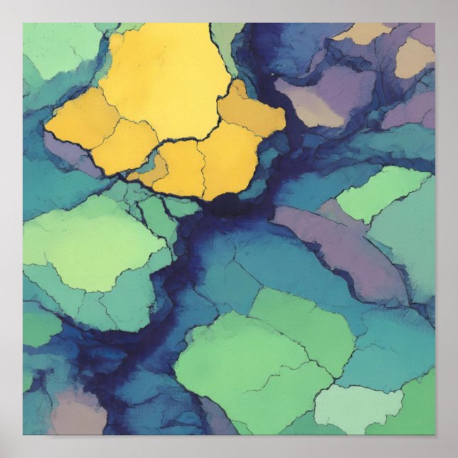 Poster Seamless Bright Mineral Tiling with Metallic Lines (Frente)