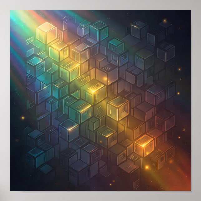 Poster Seamless Bright Spectrum Geometric Wallpaper (Frente)