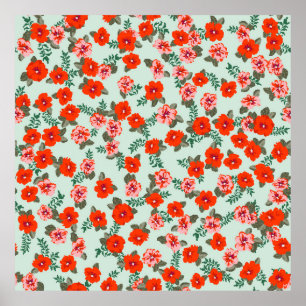 Poster Seamless ditsy pattern in small cute wild flowers.