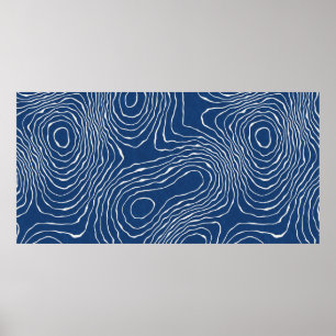 Poster Seamless earth line topographic map organic patter