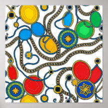 Seamless Flat Color Jewels Fabric and Paper