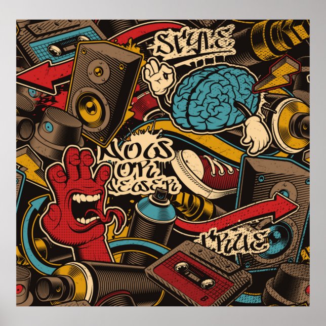 Poster Seamless Graffiti background. Colorful seamless pa (Frente)