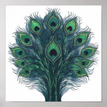 Seamless High-Contrast Peacock Plume Pattern