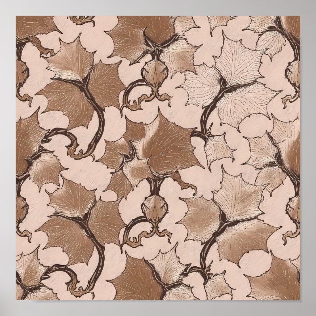 Poster Seamless High-Contrast Sepia Ivory Tiling Pattern (Frente)