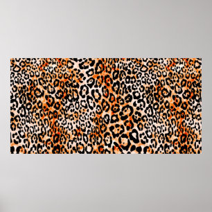 Poster Seamless leopard pattern, hand drawing animal prin