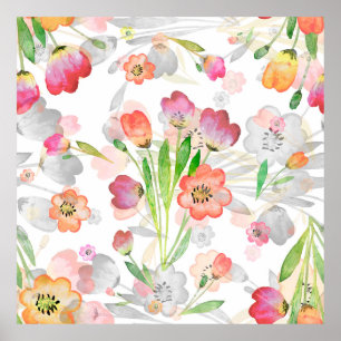 Poster seamless pattern abstracts floral composition tuli
