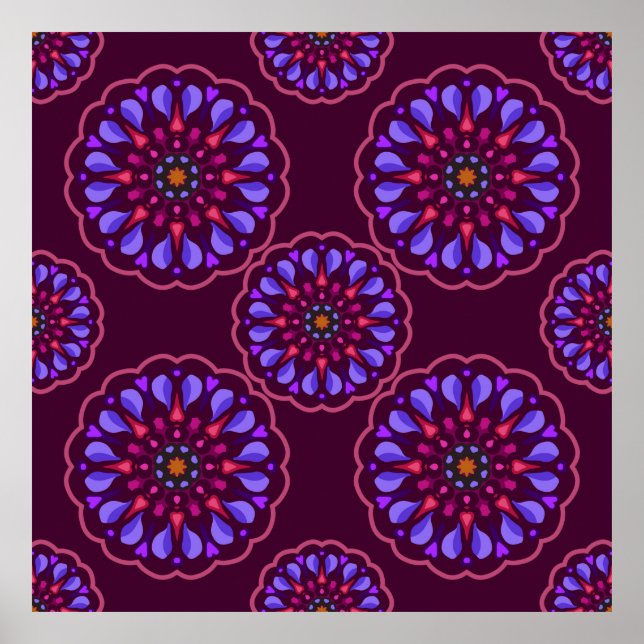 Poster Seamless pattern with ethnic mandala art ornament. (Frente)