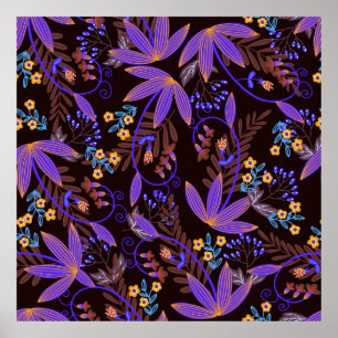 Poster Seamless pattern with tiny vivid flowers. Vintage 