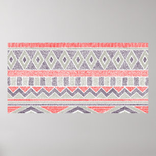 Poster Seamless striped ethnic pattern. Tribal and aztec 