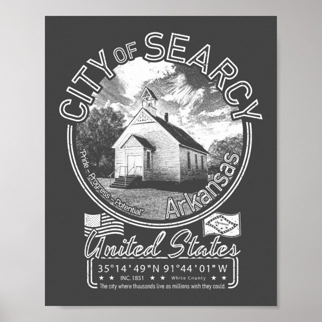 POSTER SEARCY ARKANSAS - VINTAGE WHITE CHAPEL (Frente)