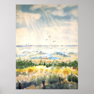 Póster Seascape com cerca
