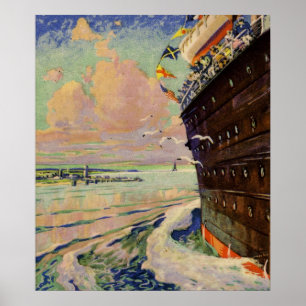 Póster Seascape do forro de oceano do bon voyage