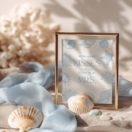 Poster Seashells Bridal Shower How Many Kisses