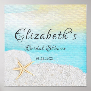 Poster Seaside Beach White Sand Bridal Shower Wedding
