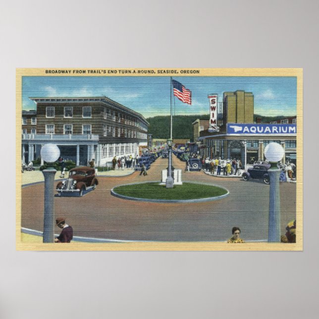 Poster Seaside, Oregon - Broadway from Trail's End (Frente)